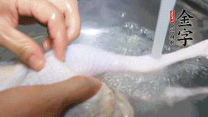 土雞處理干凈。（如果買不到土雞，一般的雞也是可以的，不過(guò)需要汆水。溫水下鍋汆燙7分鐘左右，汆燙時(shí)需要適時(shí)翻動(dòng)。汆燙雞肉是為了去掉生腥味，也是一次徹底清潔的過(guò)程，可以使燉出的湯清爽而不渾濁，鮮香而無(wú)異味）